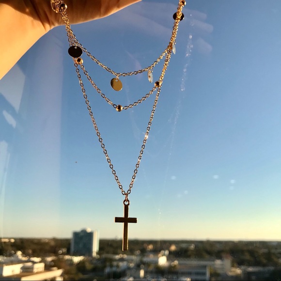 “Infinite Faith” Indie Boho Cross Layered Necklace - Picture 4 of 5
